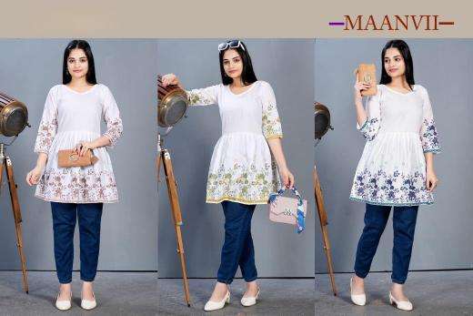 Maanvii heavy cotton short top kurti manufacturers in surat