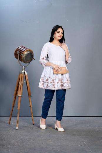 Maanvii heavy cotton short top kurti manufacturers in surat