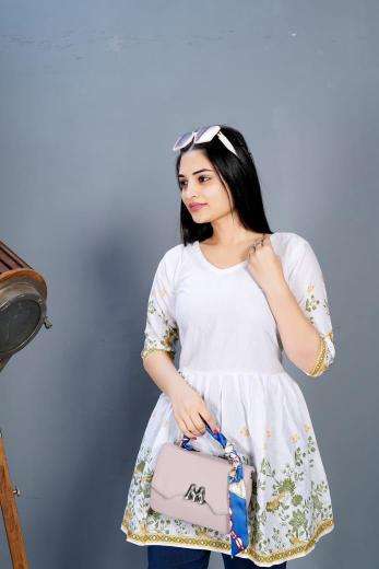 Maanvii heavy cotton short top kurti manufacturers in surat