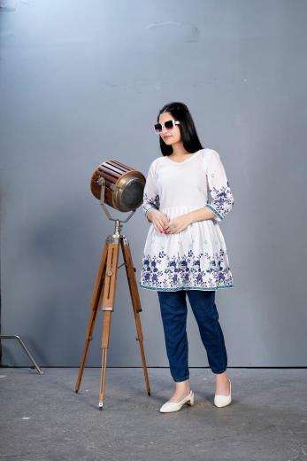 Maanvii heavy cotton short top kurti manufacturers in surat