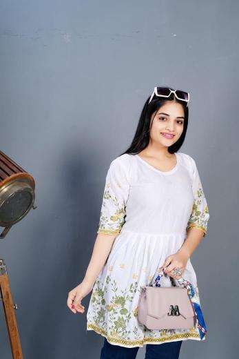 Maanvii heavy cotton short top kurti manufacturers in surat