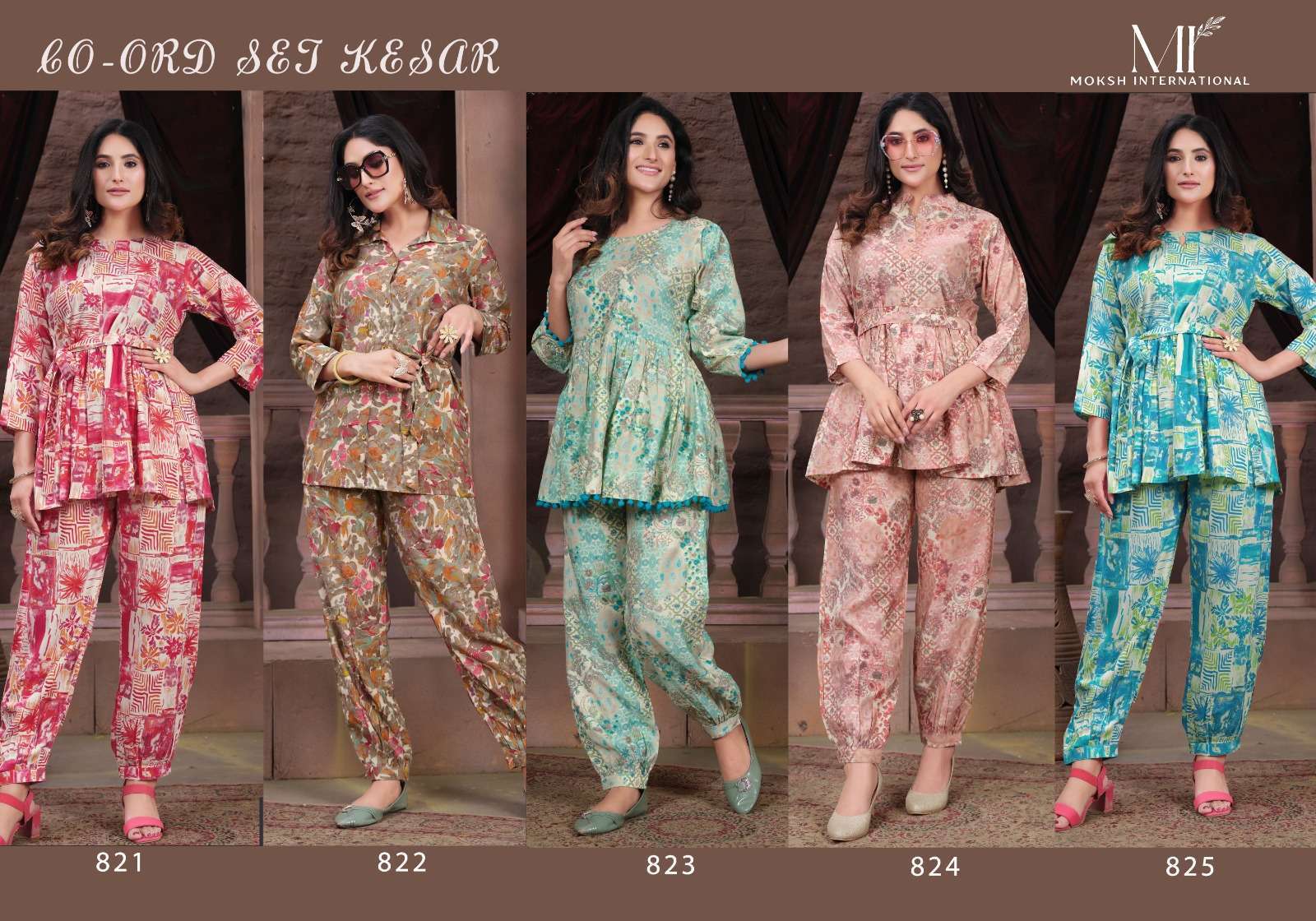 Moksh International Co-ord Kesar Co ord set ladies kurti manufacturer in surat स रत ग जर त