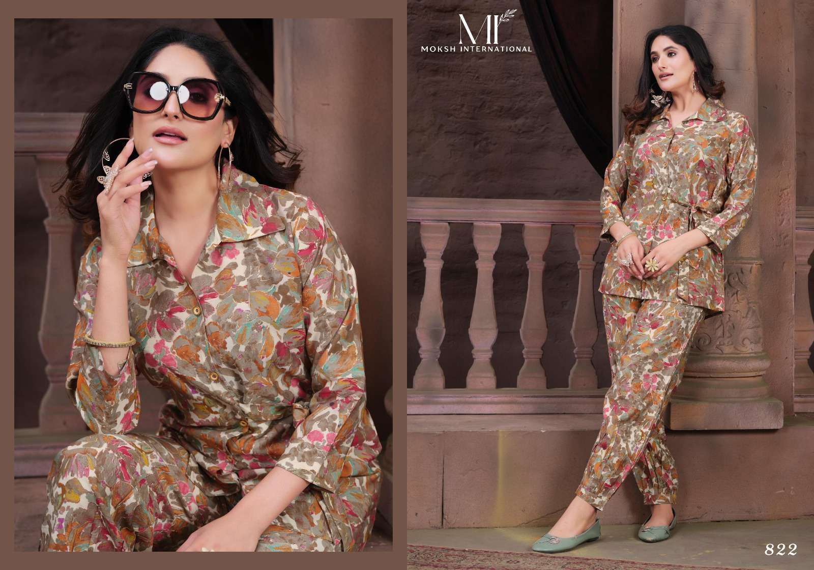 Moksh International Co-ord Kesar Co ord set ladies kurti manufacturer in surat स रत ग जर त