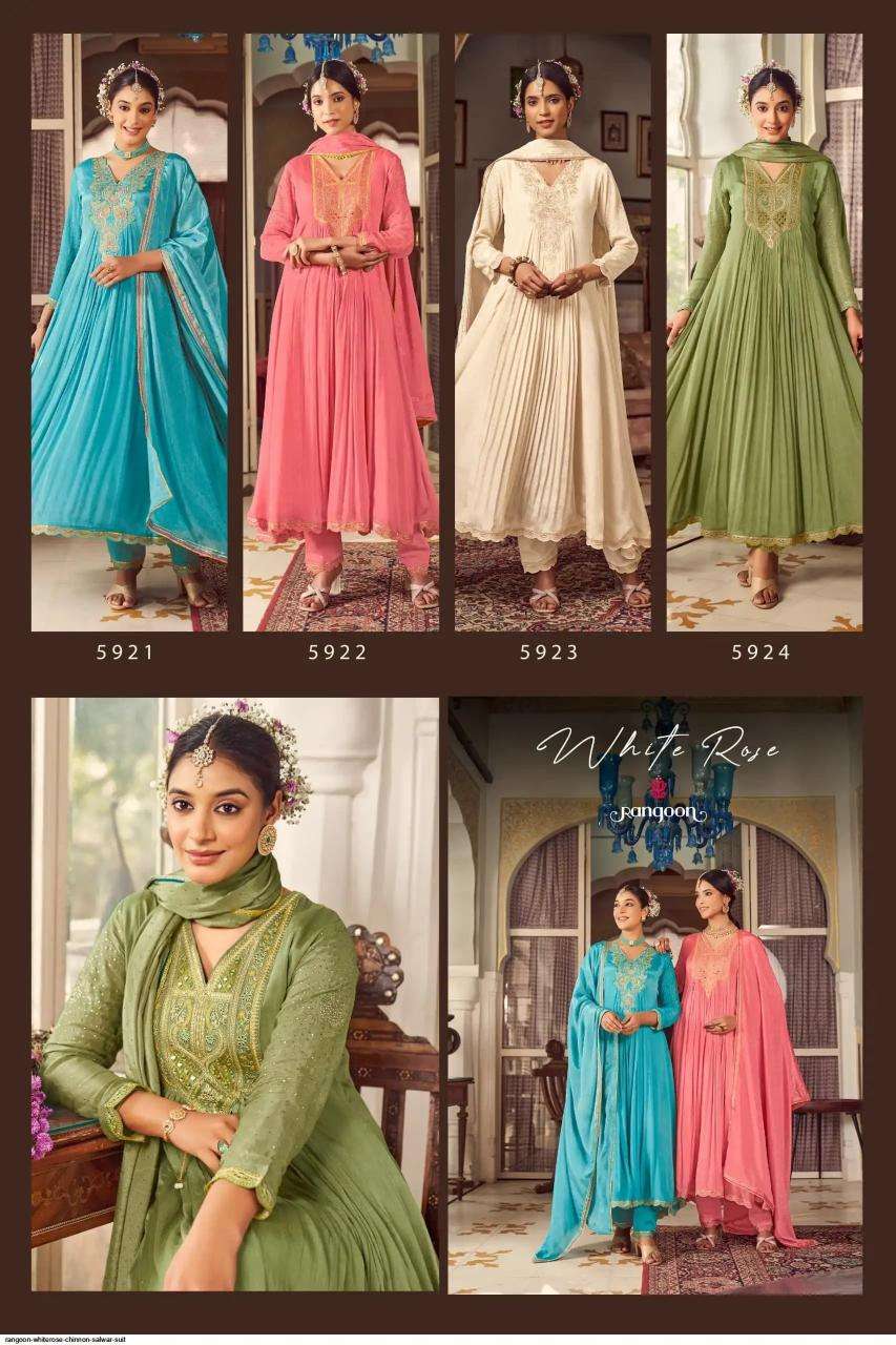 Rangoon white rose chinnon urban hill ladies kurti manufacturer in surat