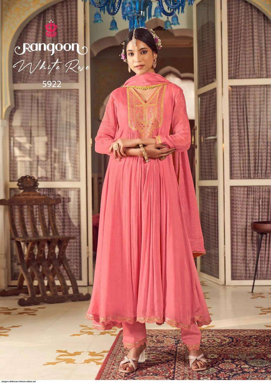 Rangoon white rose chinnon urban hill ladies kurti manufacturer in surat