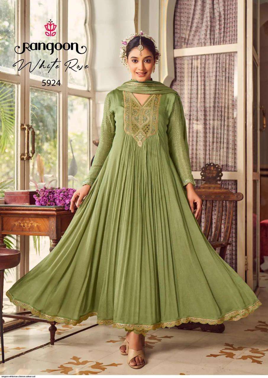 Rangoon white rose chinnon urban hill ladies kurti manufacturer in surat