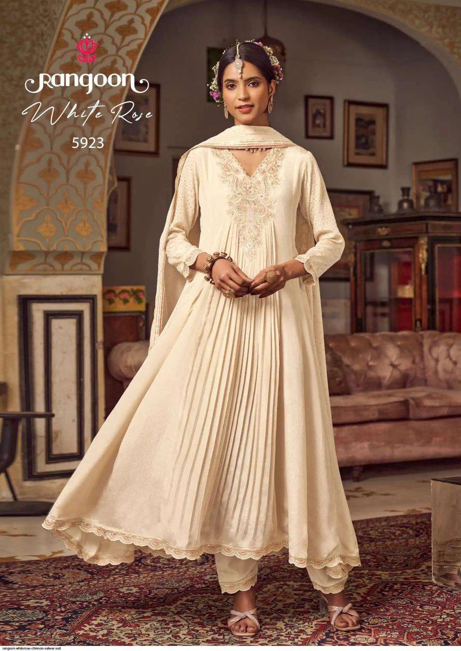 Rangoon white rose chinnon urban hill ladies kurti manufacturer in surat