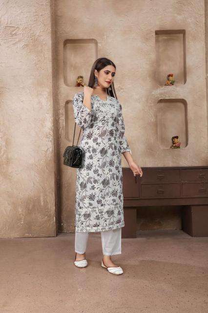 Rasika digital print with chikankari kurti manufacture in surat