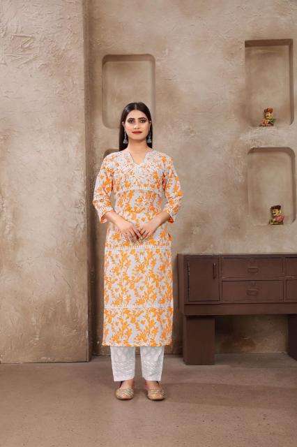 Rasika digital print with chikankari kurti manufacture in surat