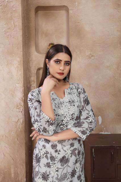 Rasika digital print with chikankari kurti manufacture in surat