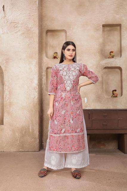 Rasika digital print with chikankari kurti manufacture in surat