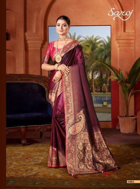 Saroj Sattin Silk Rich Pallu Wholesale saree market in surat