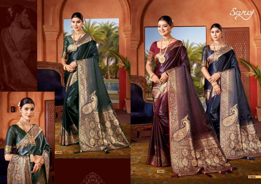 Saroj Sattin Silk Rich Pallu Wholesale saree market in surat