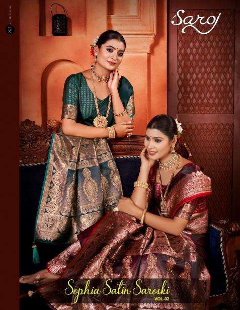Saroj Sophia Sattin Swaroski silk Wholesale saree manufacturers in surat