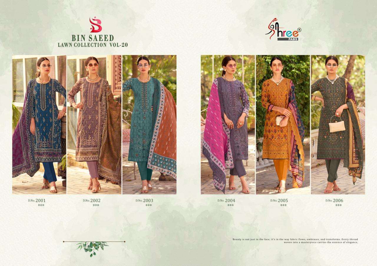 Shree Fabs Bin Saeed Lawn Collection Vol 20 wholesale salwar kameez catalogue with price