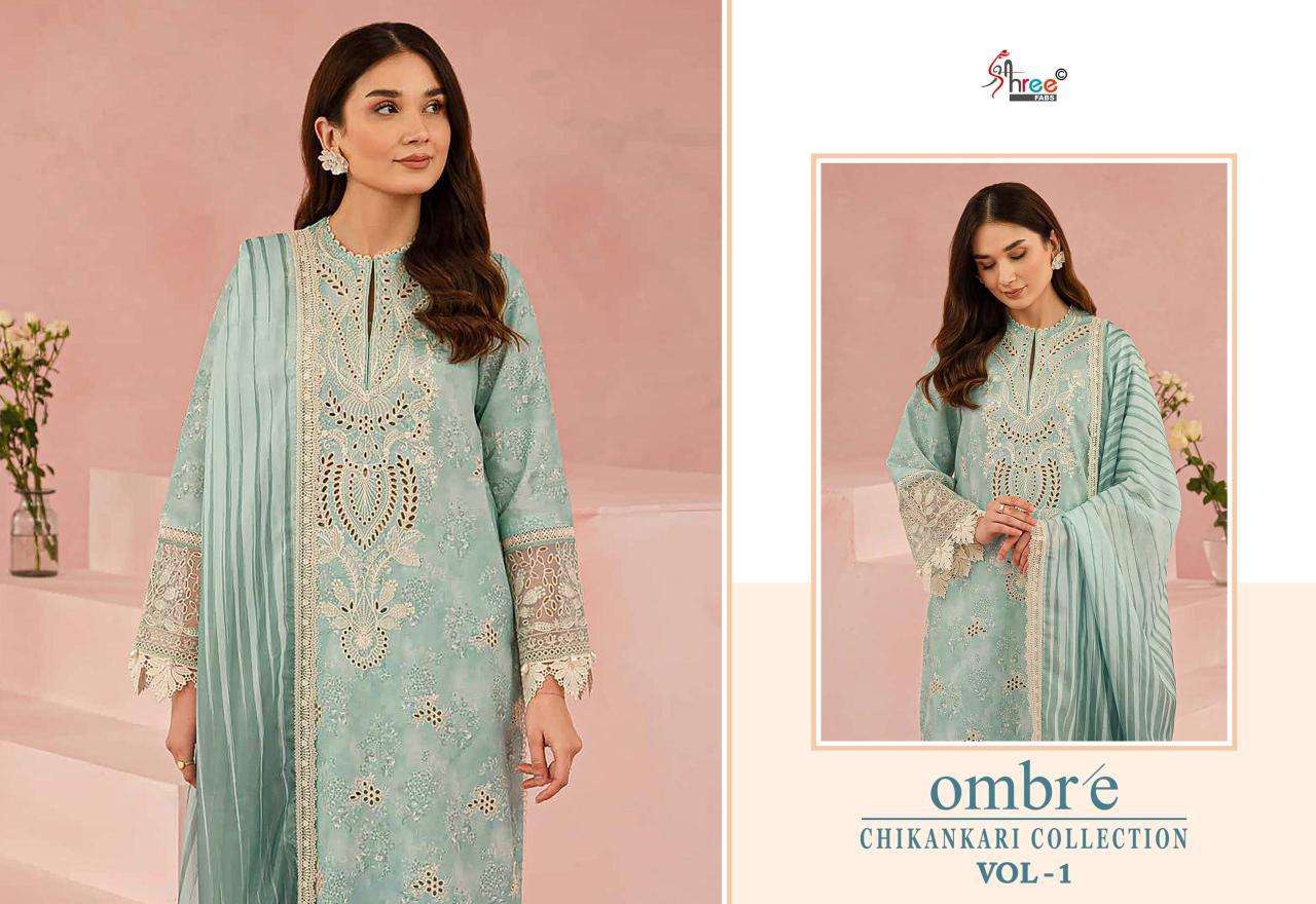 Shree Fabs Ombre Chikankari Lawn Collection Vol 1 Chiffon Duppatta Embroidered salwar kameez wholesale