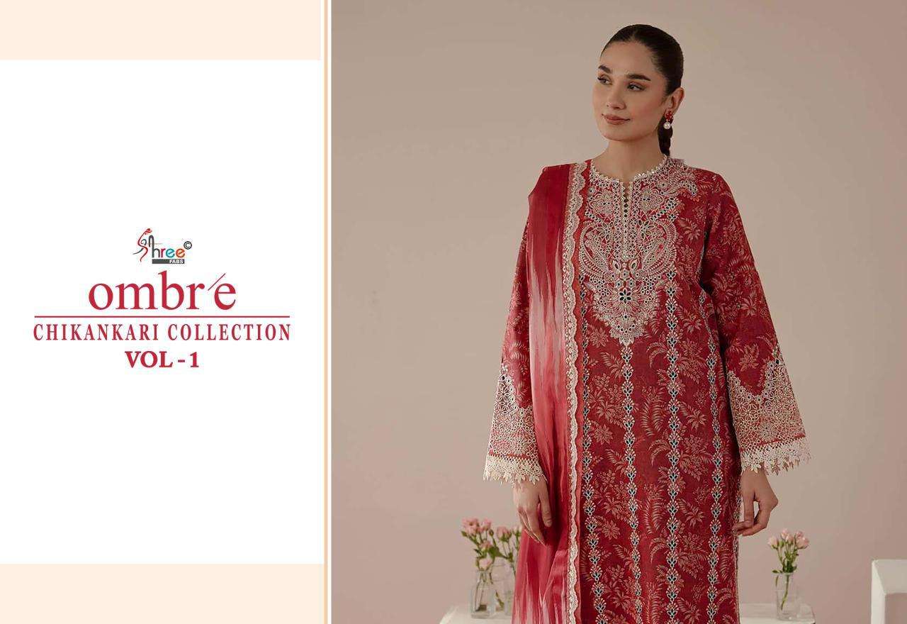 Shree Fabs Ombre Chikankari Lawn Collection Vol 1 Chiffon Duppatta Embroidered salwar kameez wholesale