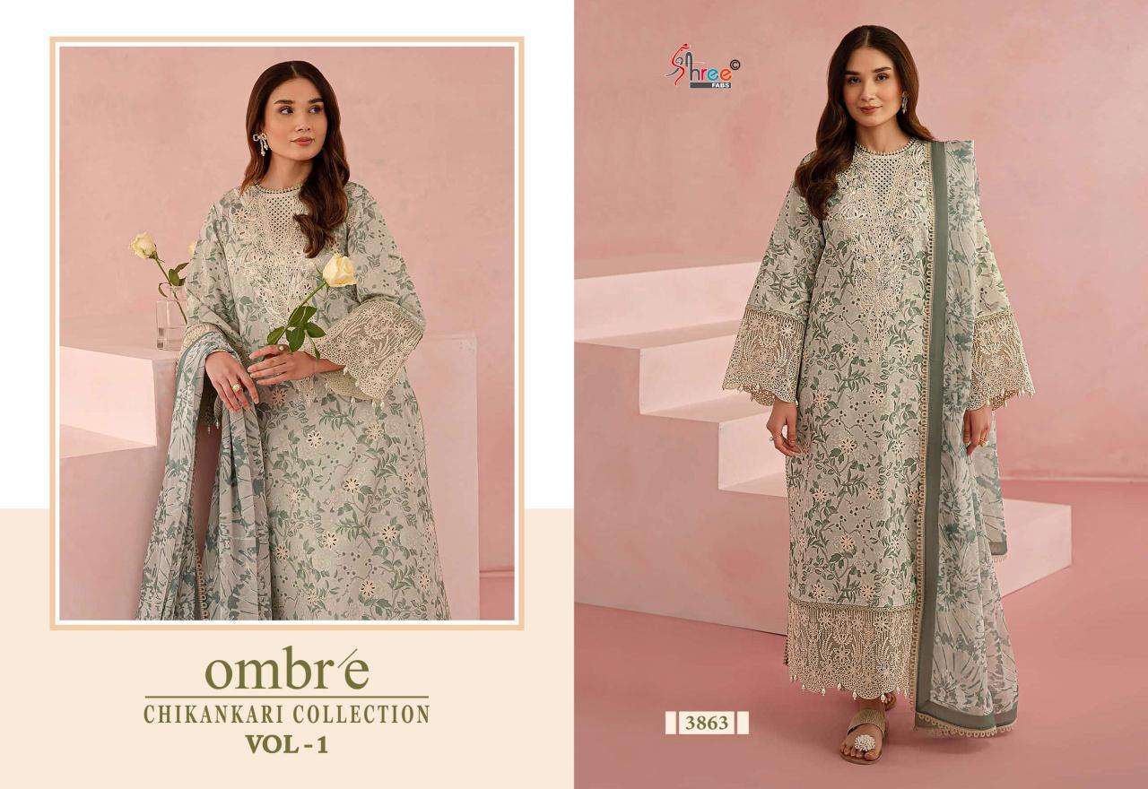 Shree Fabs Ombre Chikankari Lawn Collection Vol 1 Chiffon Duppatta Embroidered salwar kameez wholesale