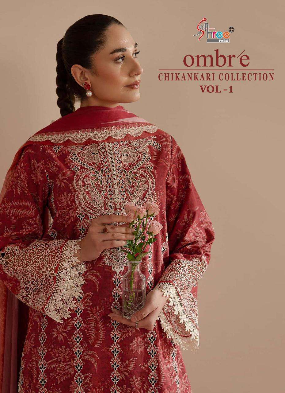 Shree Fabs Ombre Chikankari Lawn Collection Vol 1 Chiffon Duppatta Embroidered salwar kameez wholesale