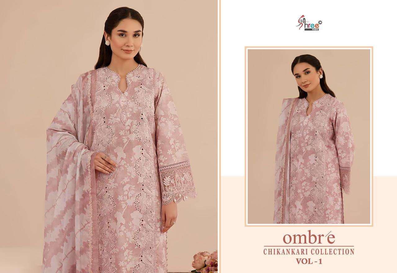 Shree Fabs Ombre Chikankari Lawn Collection Vol 1 Chiffon Duppatta Embroidered salwar kameez wholesale