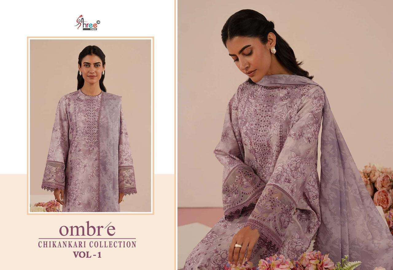 Shree Fabs Ombre Chikankari Lawn Collection Vol 1 Chiffon Duppatta Embroidered salwar kameez wholesale