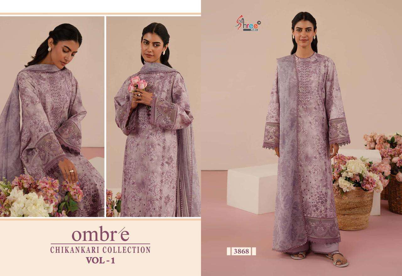 Shree Fabs Ombre Chikankari Lawn Collection Vol 1 Chiffon Duppatta Embroidered salwar kameez wholesale