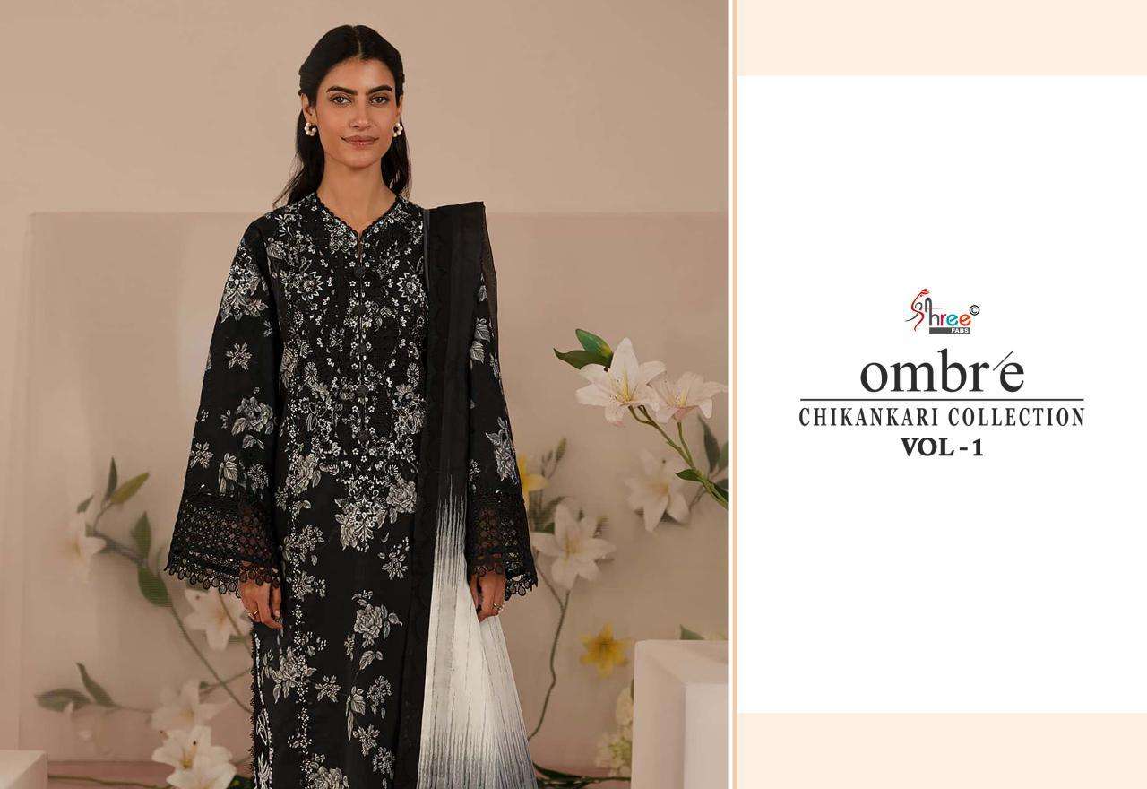 Shree Fabs Ombre Chikankari Lawn Collection Vol 1 Chiffon Duppatta Embroidered salwar kameez wholesale