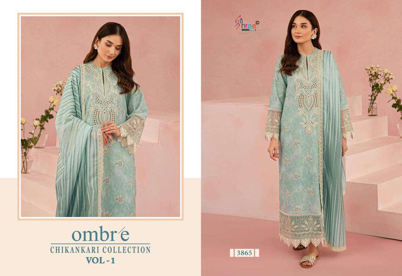 Shree Fabs Ombre Chikankari Lawn Collection Vol 1 Chiffon Duppatta Embroidered salwar kameez wholesale