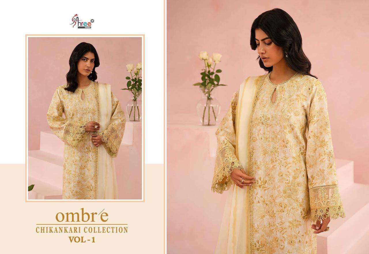 Shree Fabs Ombre Chikankari Lawn Collection Vol 1 Chiffon Duppatta Embroidered salwar kameez wholesale