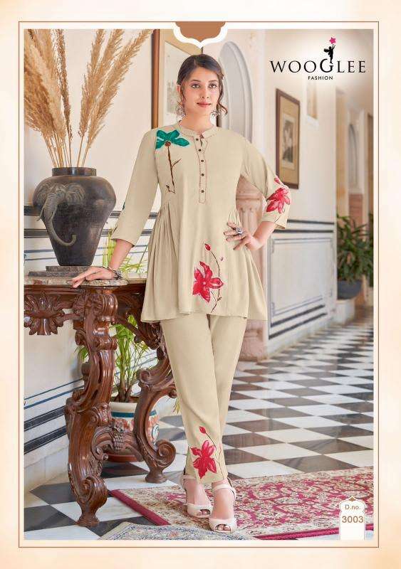 Wooglee tulip co ord set branded kurti manufacturer in surat
