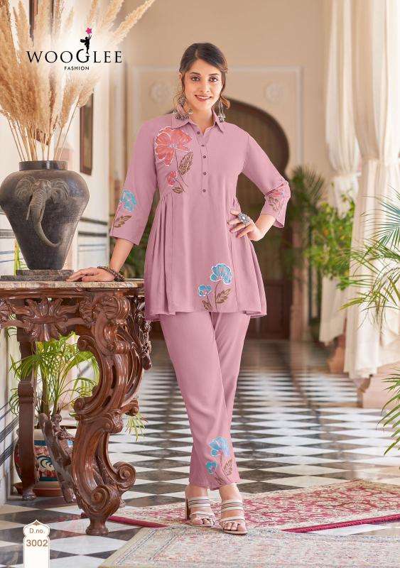 Wooglee tulip co ord set branded kurti manufacturer in surat