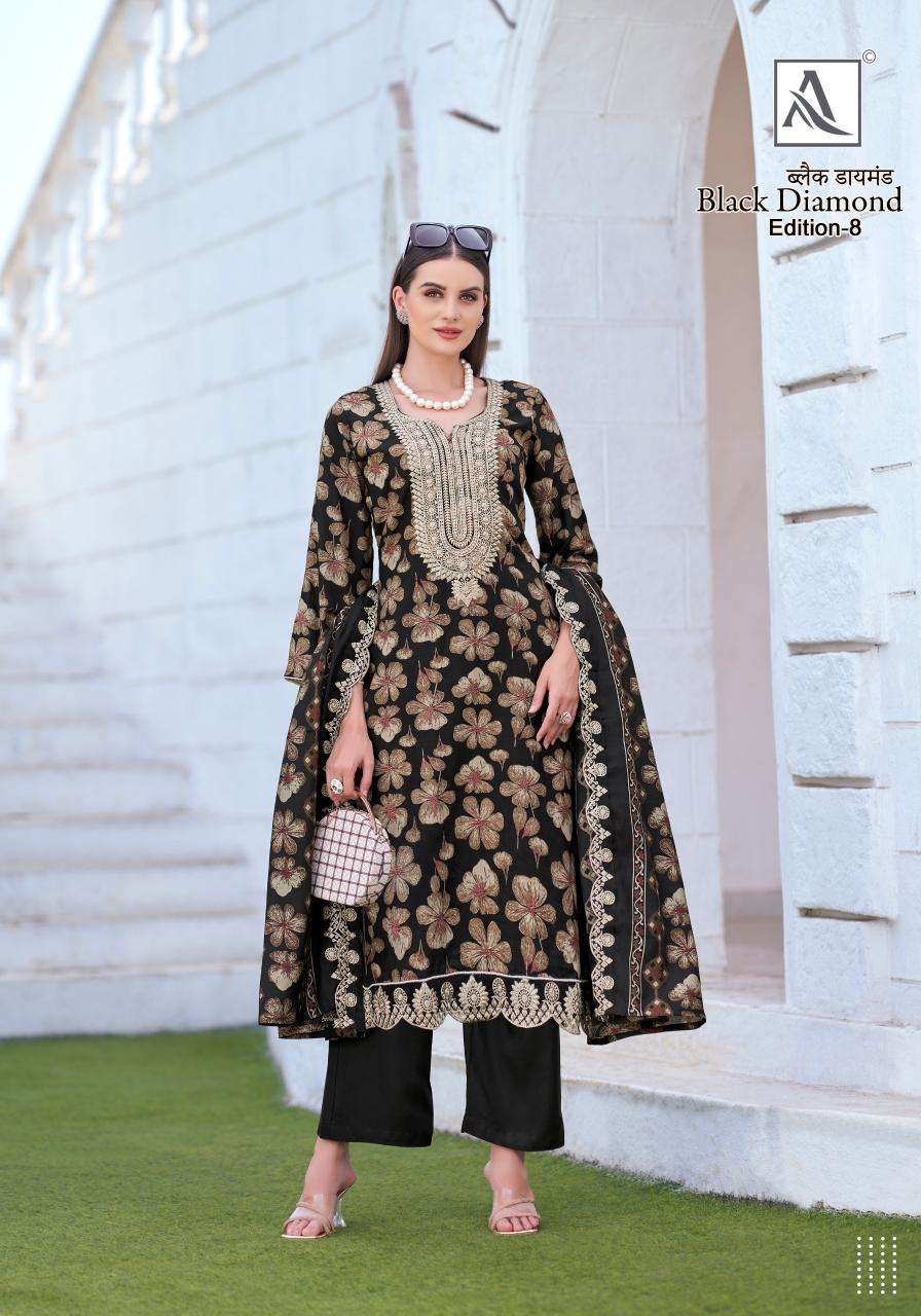 Alok suit - make in india black diamond 8 Surat dress material catalog