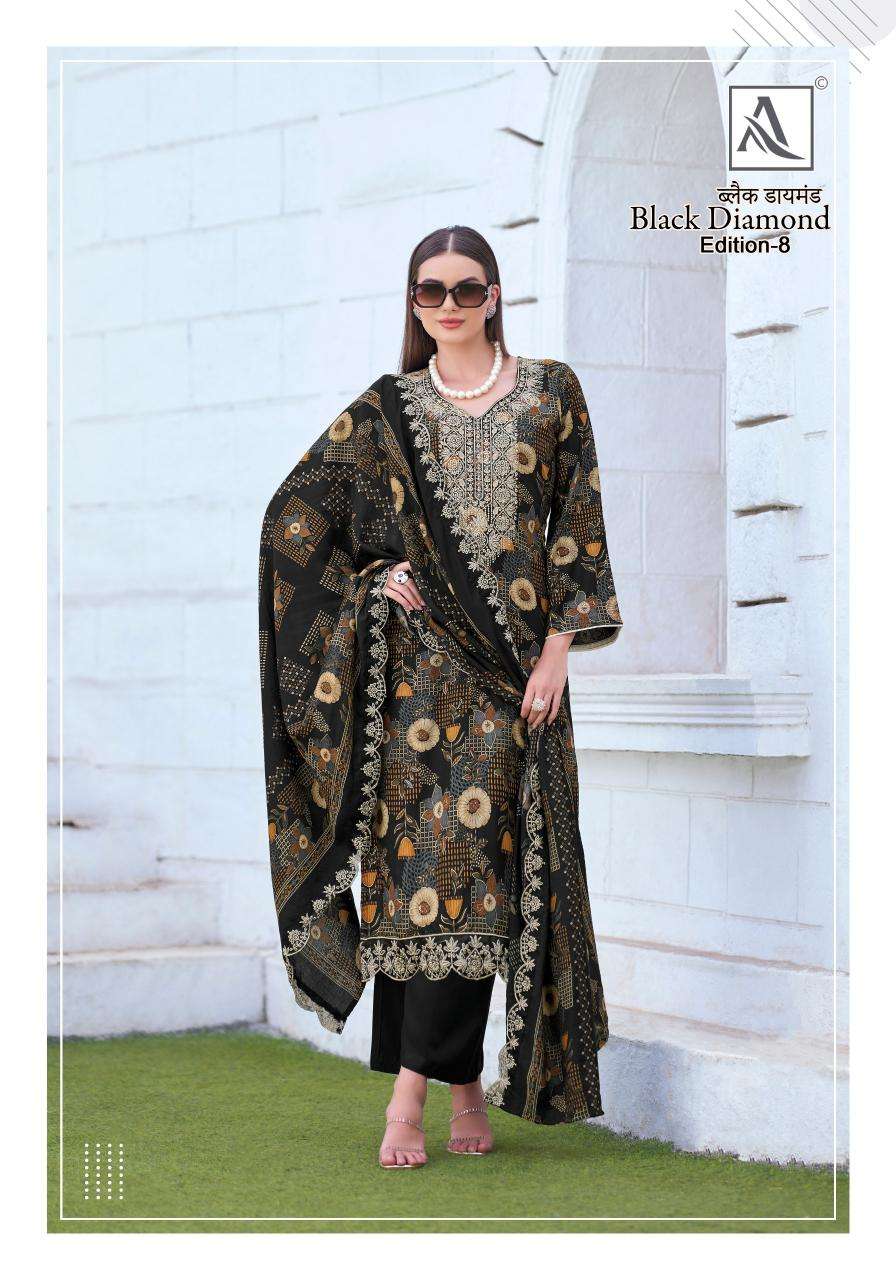 Alok suit - make in india black diamond 8 Surat dress material catalog