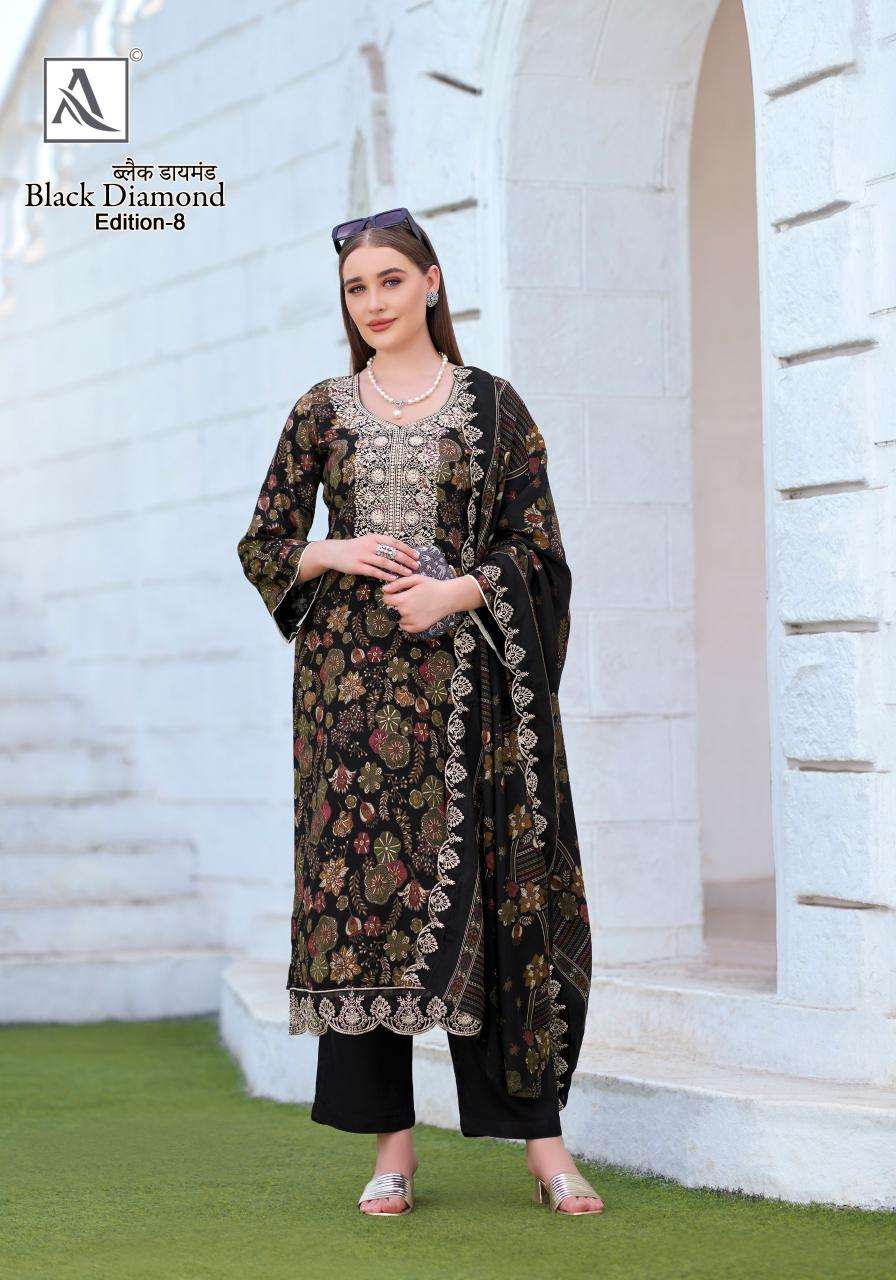 Alok suit - make in india black diamond 8 Surat dress material catalog