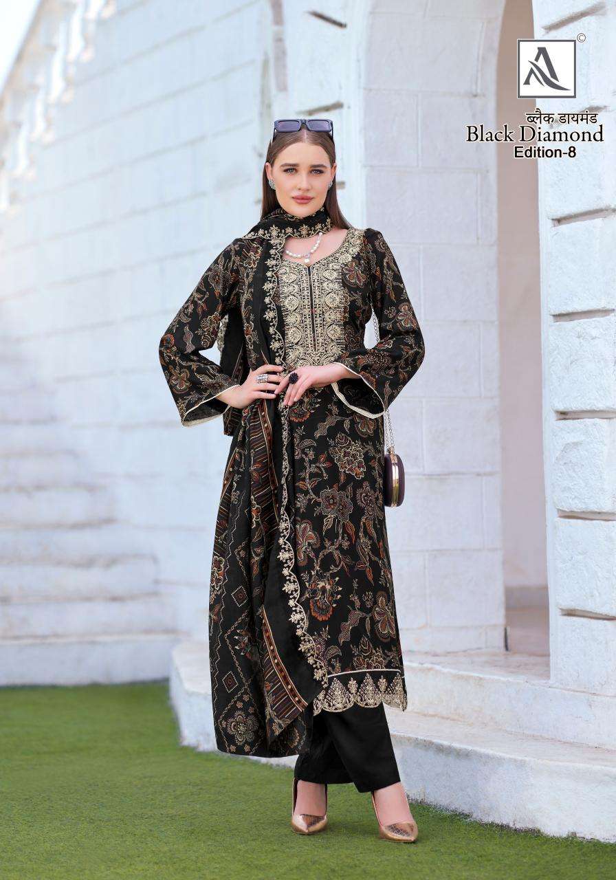 Alok suit - make in india black diamond 8 Surat dress material catalog