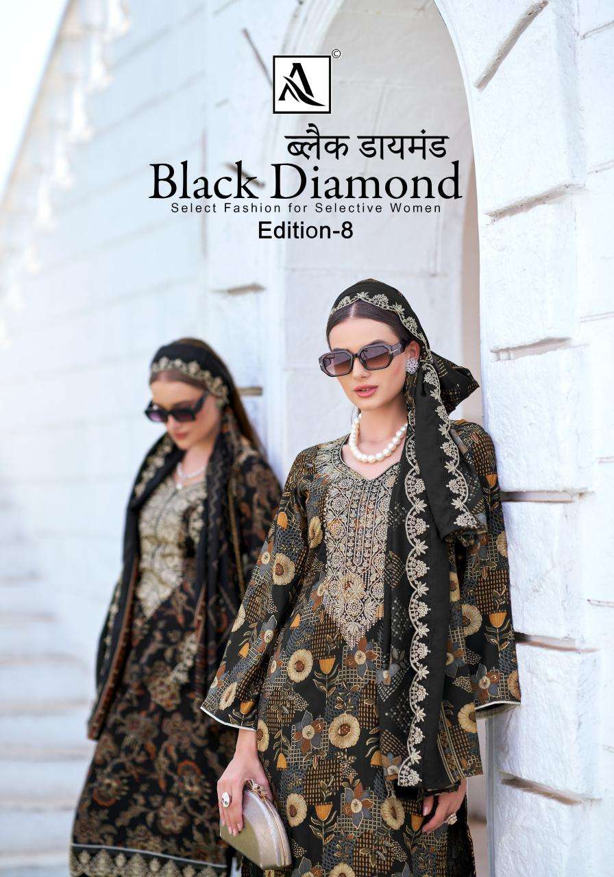 Alok suit - make in india black diamond 8 Surat dress material catalog