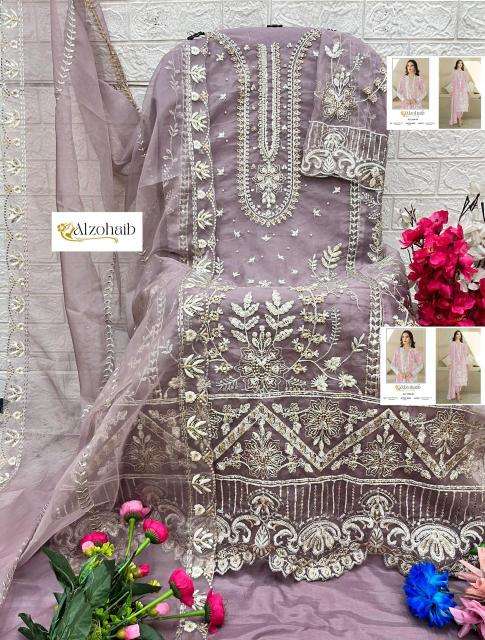 Alzohaib aafa organza with work Designer salwar suits wholesale
