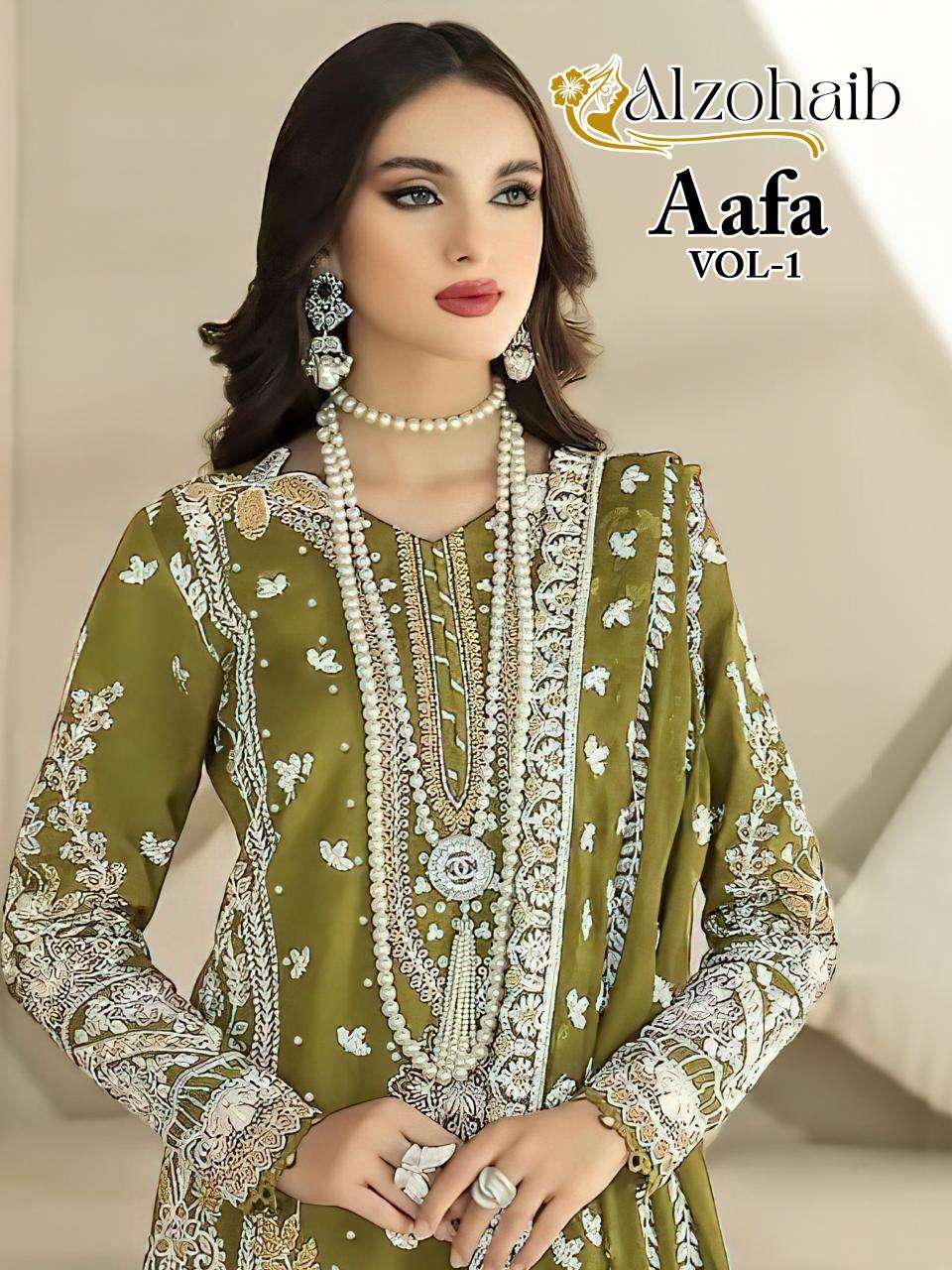 Alzohaib aafa organza with work Designer salwar suits wholesale
