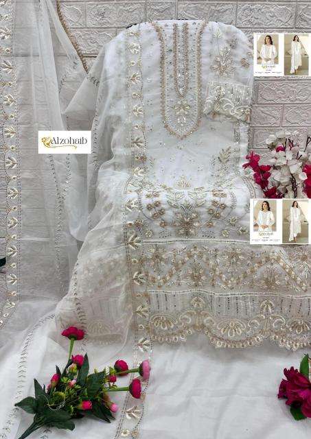 Alzohaib aafa organza with work Designer salwar suits wholesale