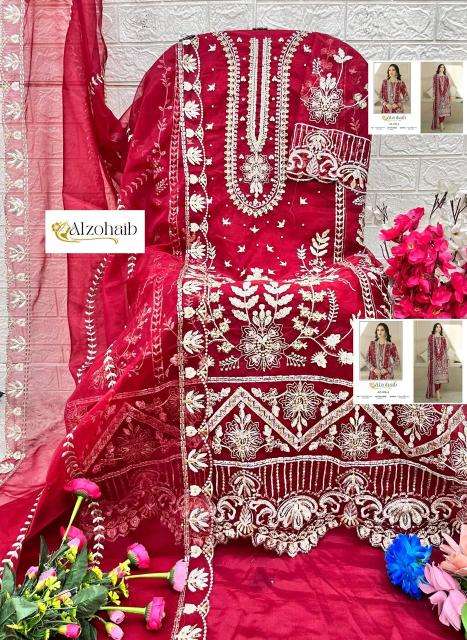 Alzohaib aafa organza with work Designer salwar suits wholesale