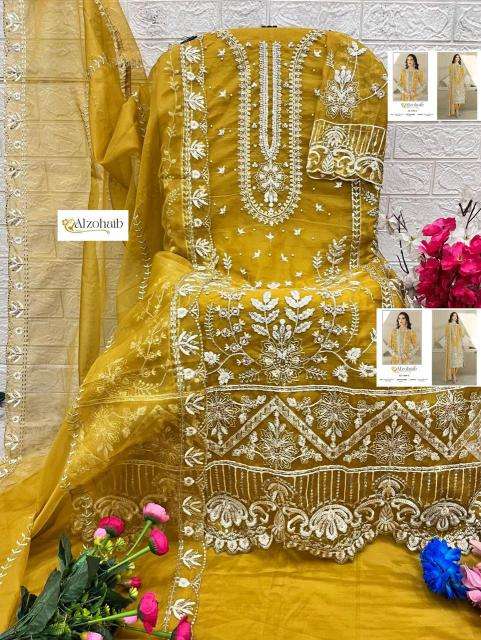 Alzohaib aafa organza with work Designer salwar suits wholesale