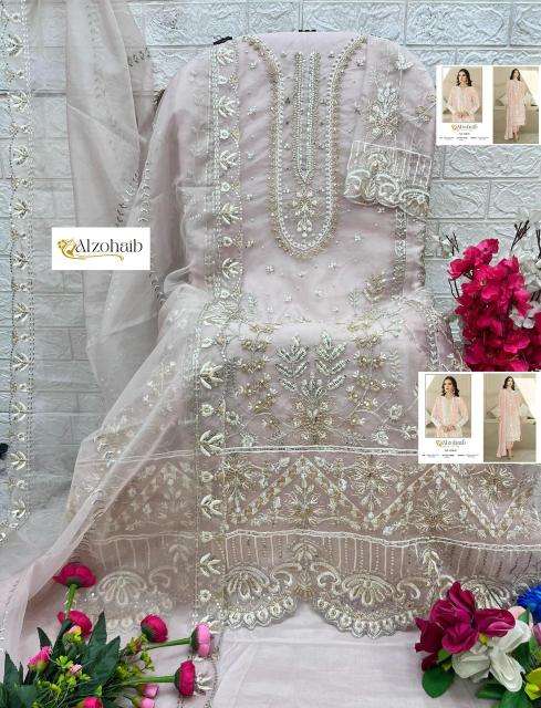 Alzohaib aafa organza with work Designer salwar suits wholesale