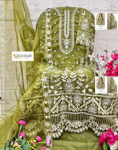 Alzohaib aafa organza with work Designer salwar suits wholesale