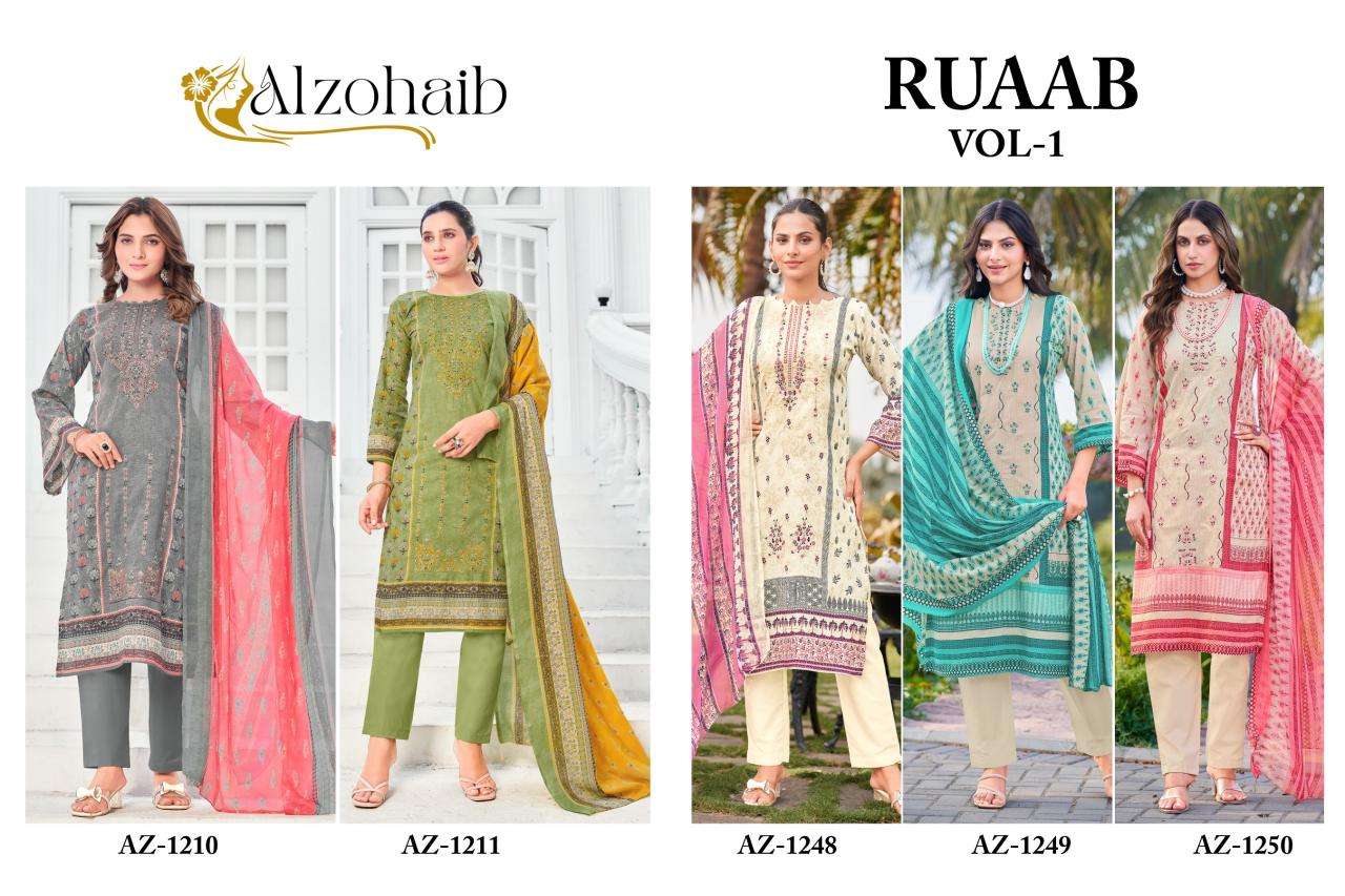 Alzohaib ruaab vol 1 Unstitched salwar kameez manufacturers