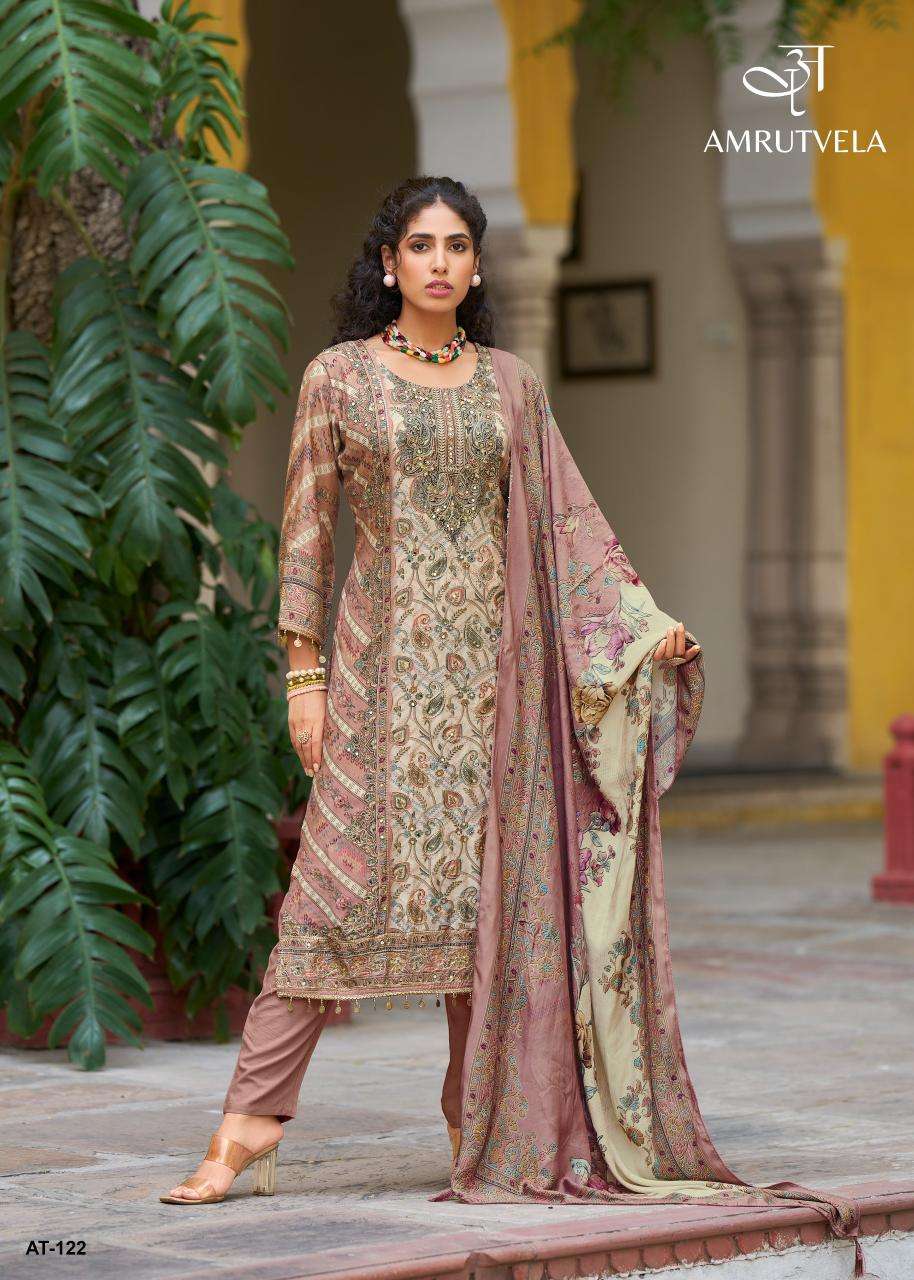 Amrutvela viscous Maslin AT122 Designer dress material