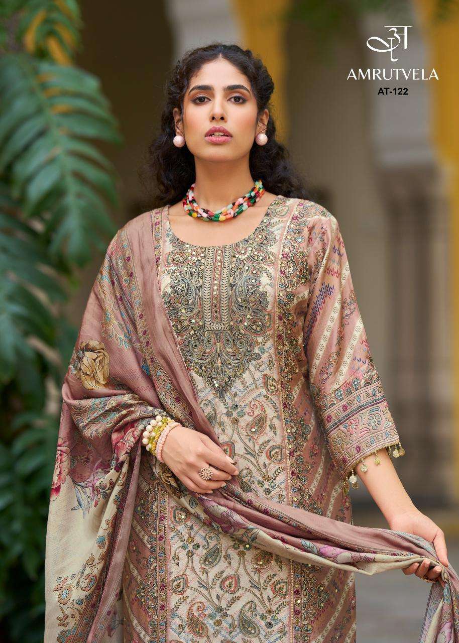 Amrutvela viscous Maslin AT122 Designer dress material