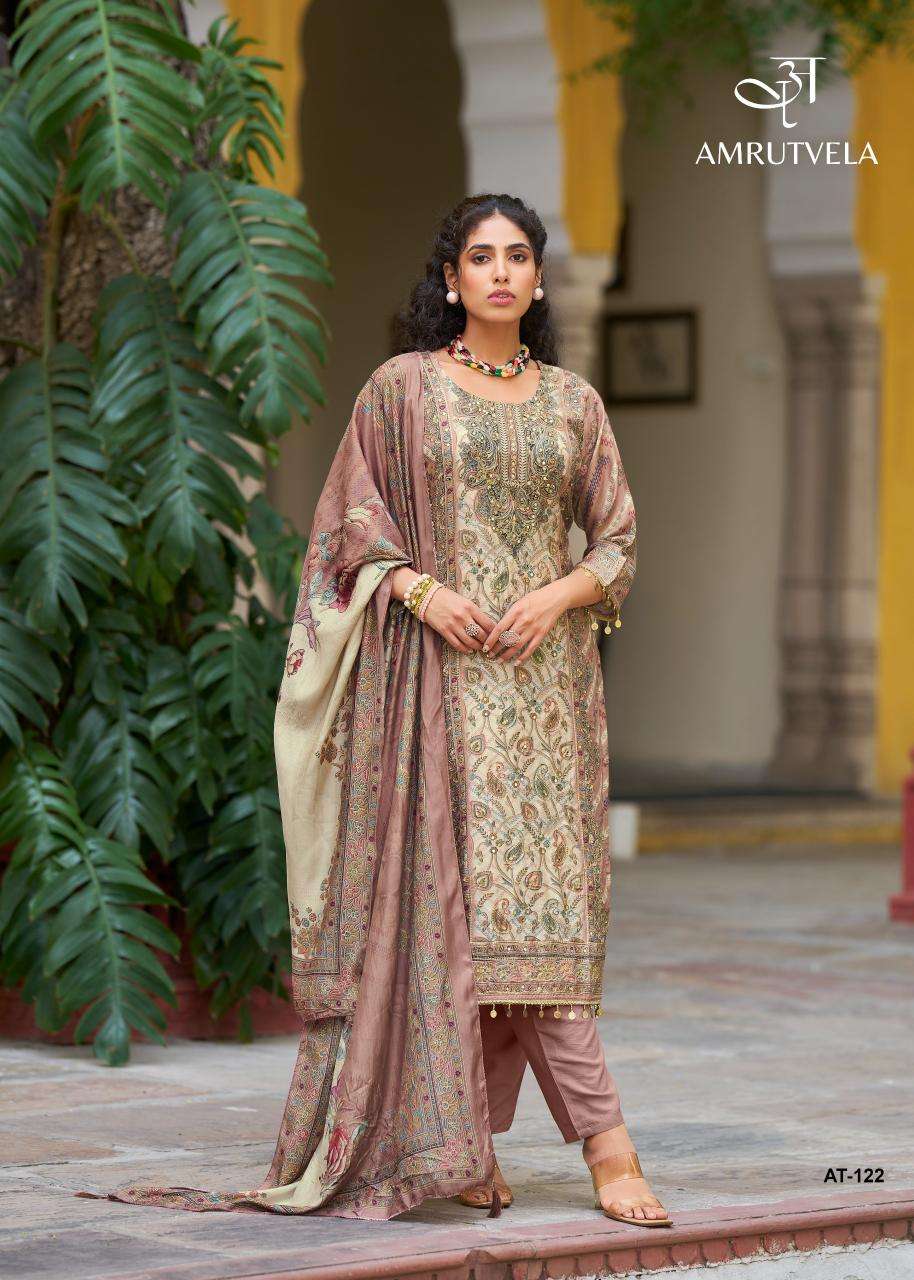 Amrutvela viscous Maslin AT122 Designer dress material