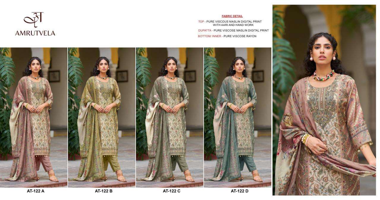 Amrutvela viscous Maslin AT122 Designer dress material