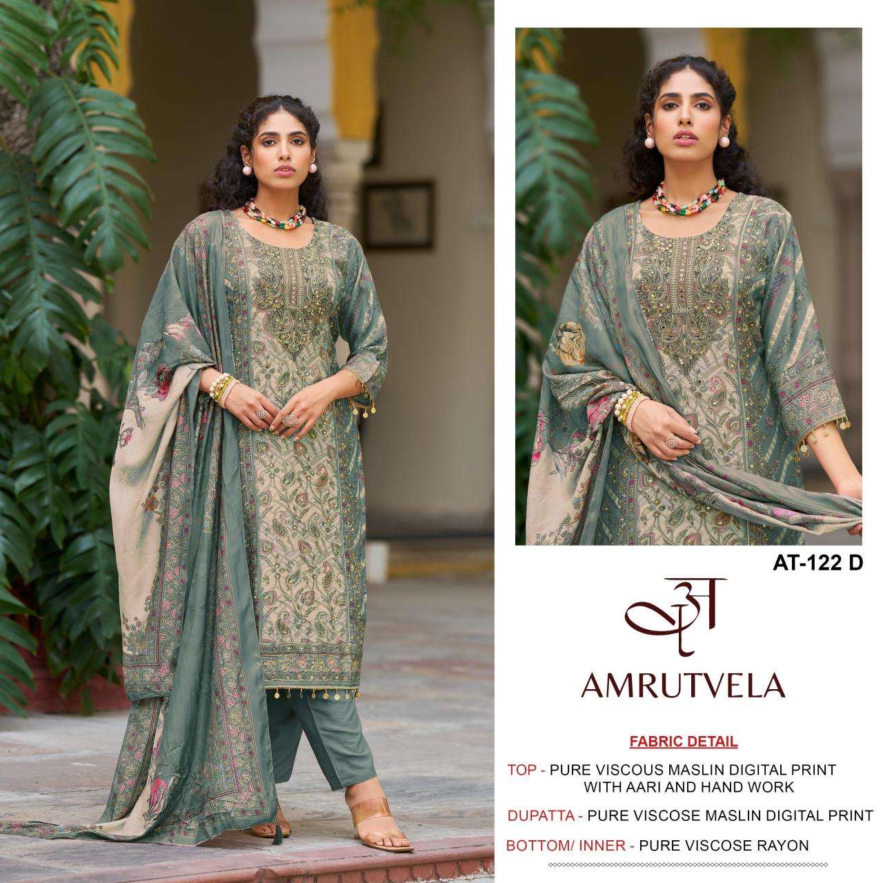 Amrutvela viscous Maslin AT122 Designer dress material