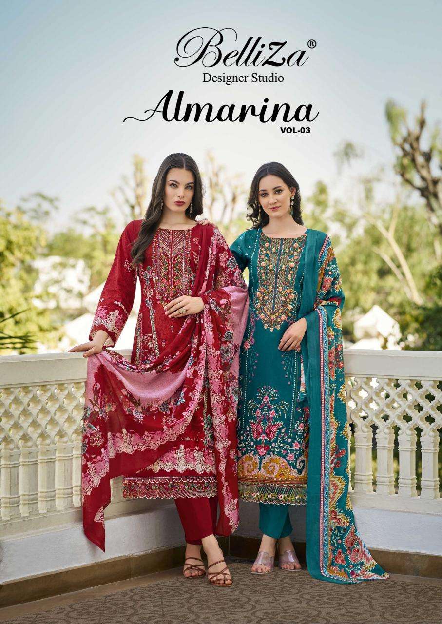 Belliza designer studio almarina vol 3 Surat wholesale dress materials market